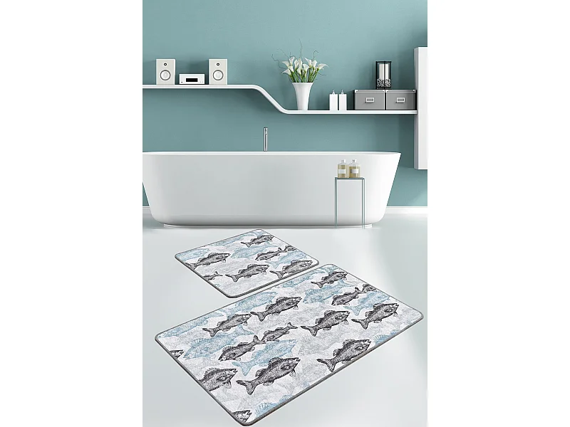 Alfombra de baño Set (2 piezas) Aqua Fish DJT multicolor
