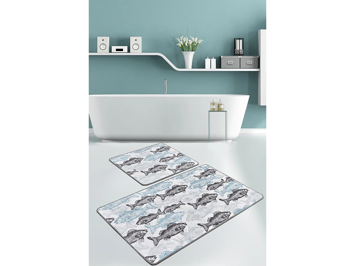 Alfombra de baño Set (2 piezas) Aqua Fish DJT multicolor