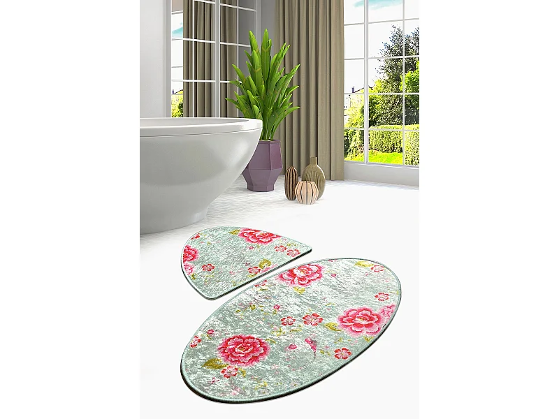 Alfombra de baño Set (2 piezas) Lara Oval multicolor
