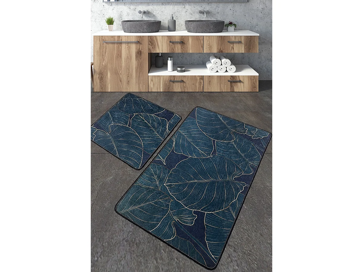 Set Badematten rutschfest waschbar 2er-Pack Zeleno Set