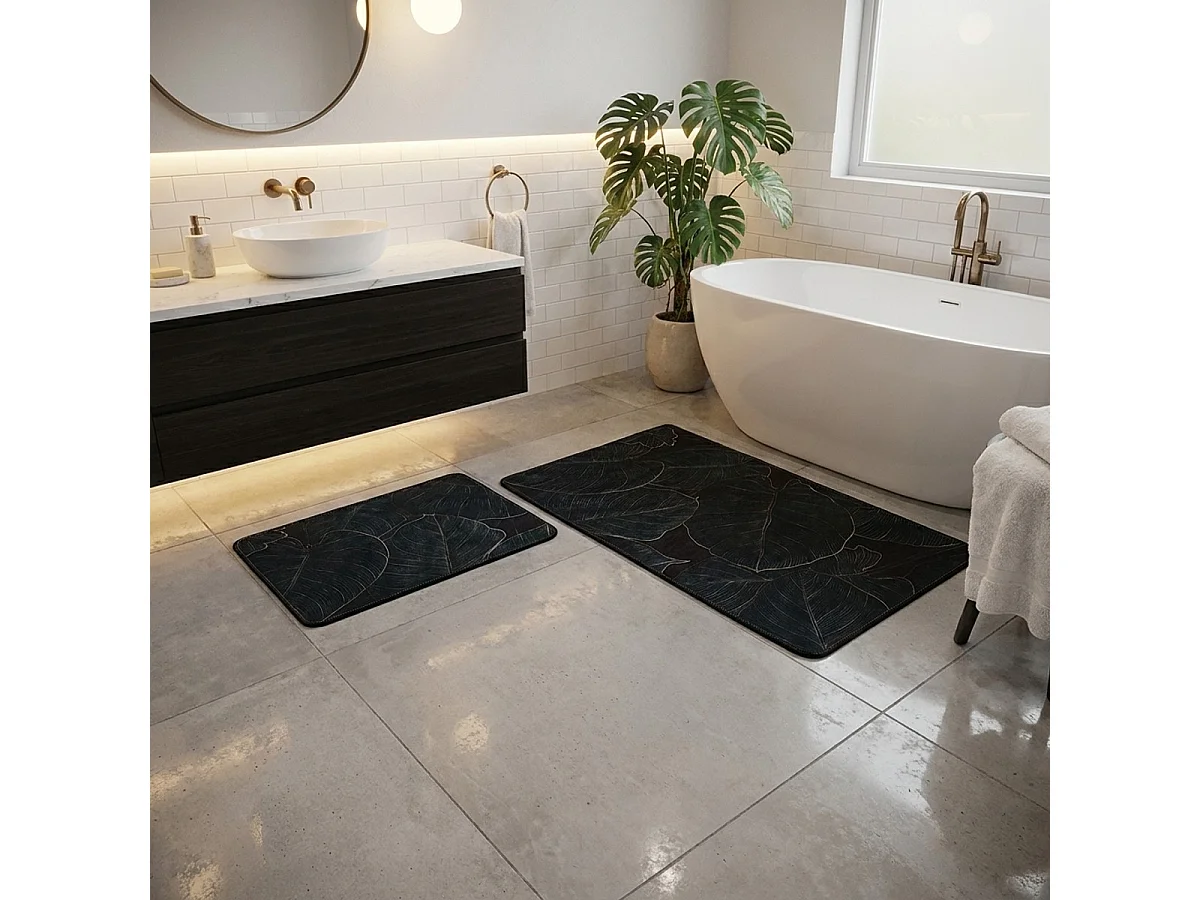 Set Badematten rutschfest waschbar 2er-Pack Zeleno Set