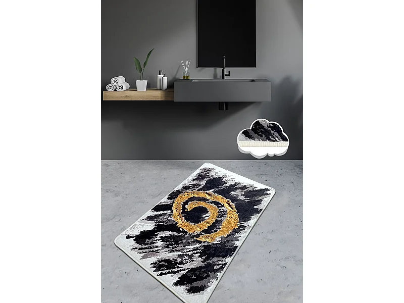 Alfombra de baño Dagger (80 x 100) oro blanco negro