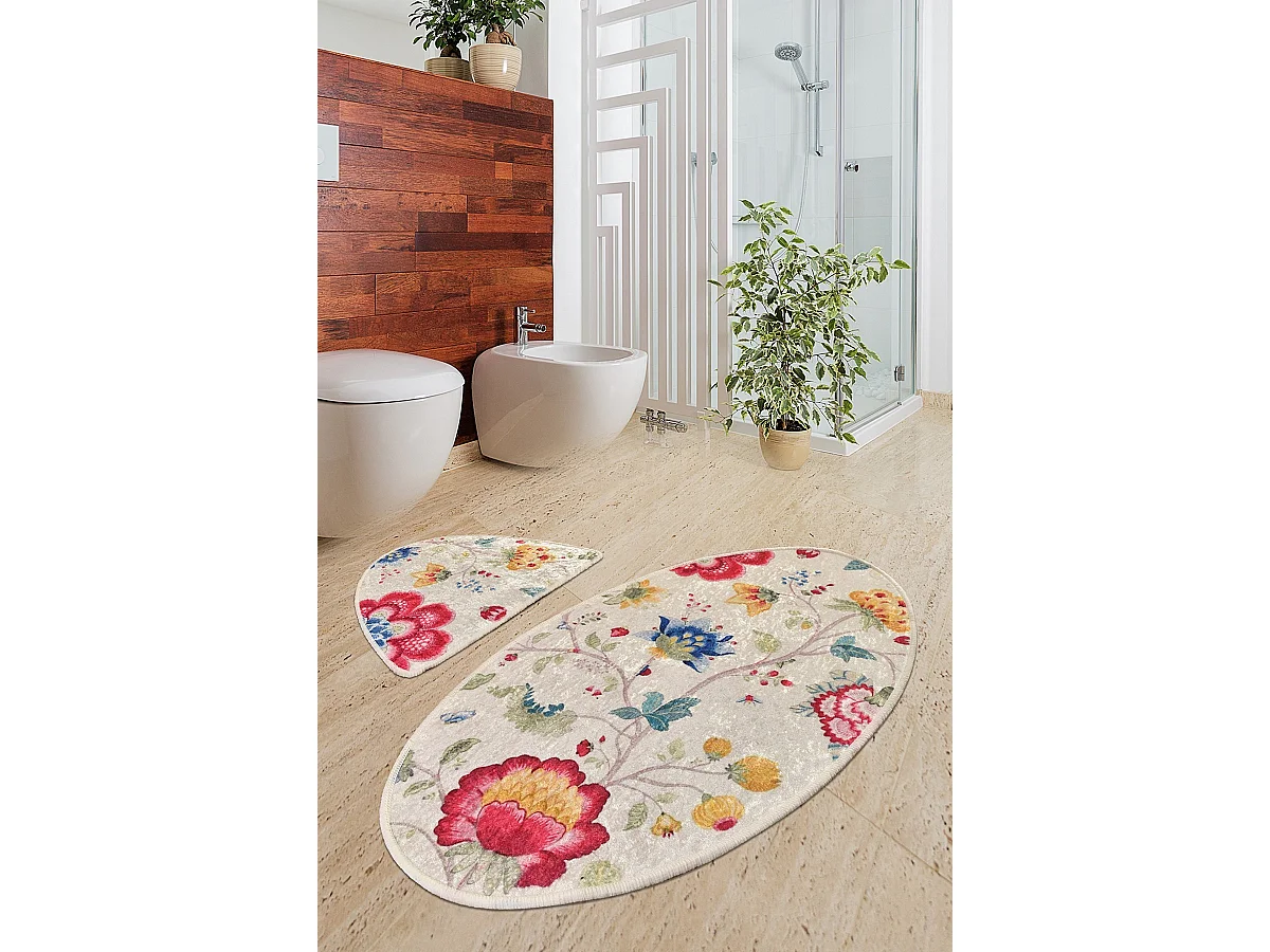 Alfombra de baño Set (2 piezas) Arya Oval multicolor