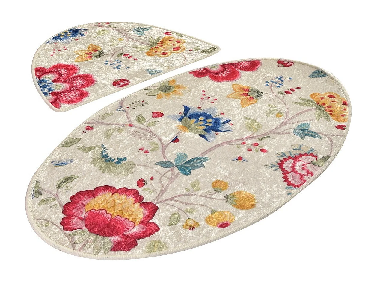 Alfombra de baño Set (2 piezas) Arya Oval multicolor