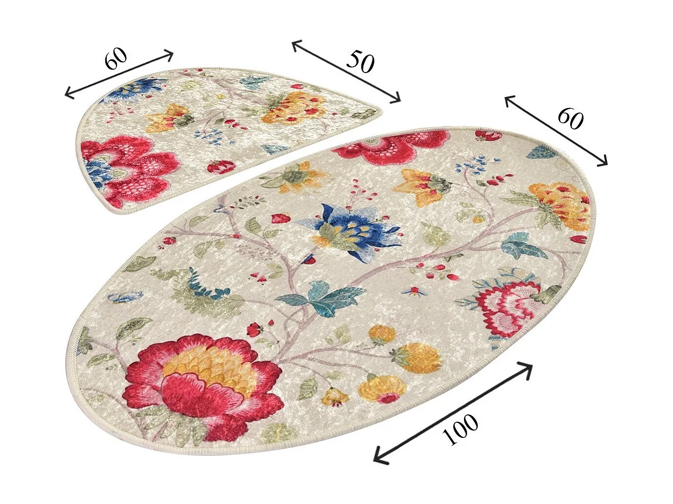 Set Badematten rutschfest 2-teilig Arya Oval