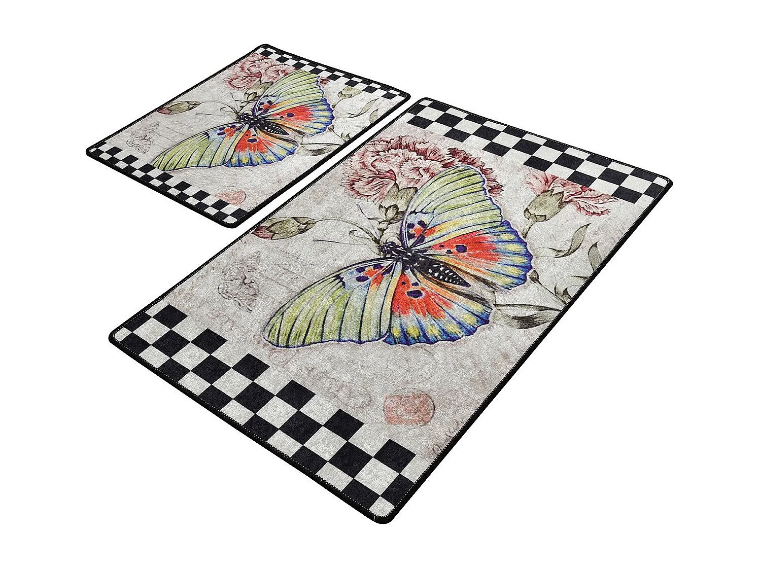 Alfombra de baño Set (2 piezas) Mariposa multicolor