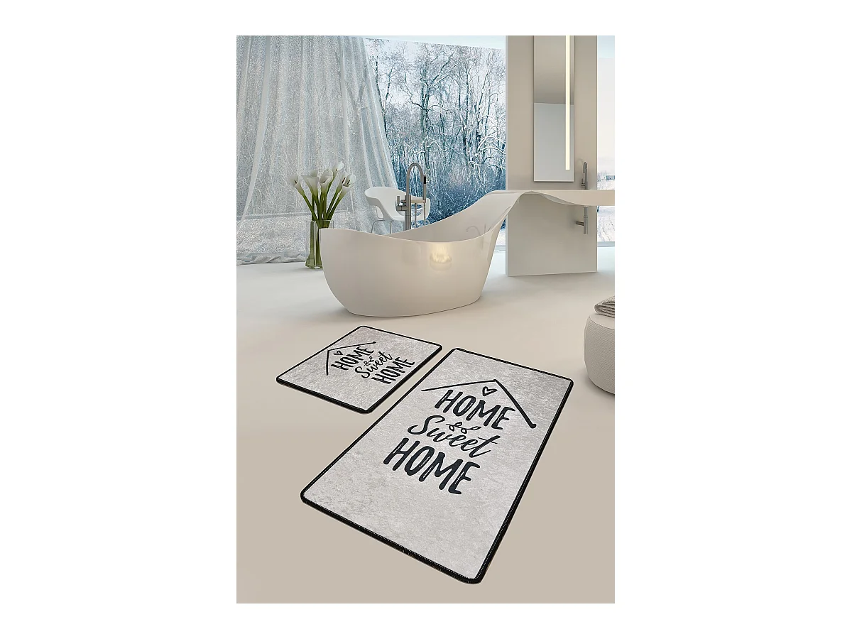 Alfombra de baño Set (2 piezas) Casa blanco negro