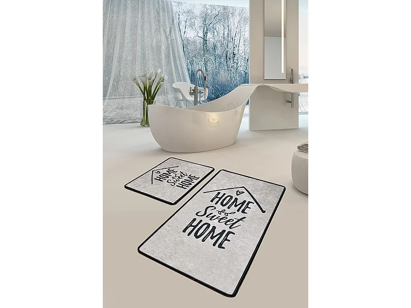 Alfombra de baño Set (2 piezas) Casa blanco negro