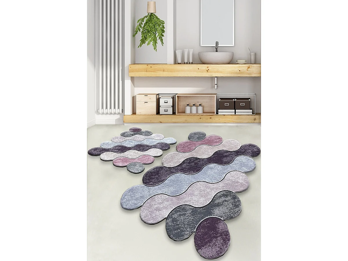 Alfombra de baño Set (2 piezas) Circle  lila gris púrpura