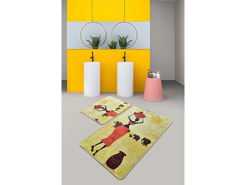 Alfombra de baño Set (2 piezas) Elefante multicolor