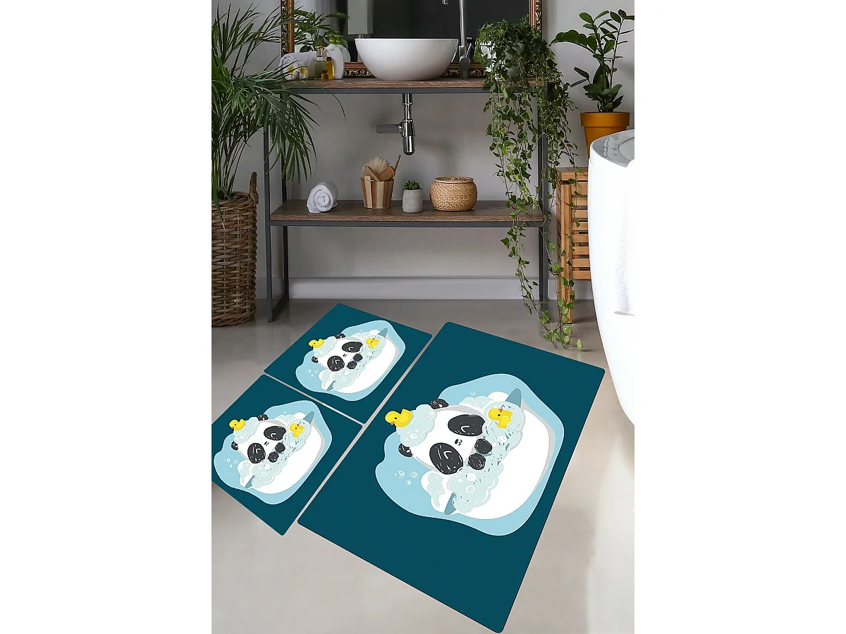Alfombra de baño Set (3 piezas) Panda In The Water multicolor