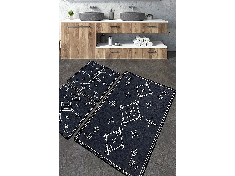 Alfombra de baño Set (3 piezas) Antiguo gris oscuro