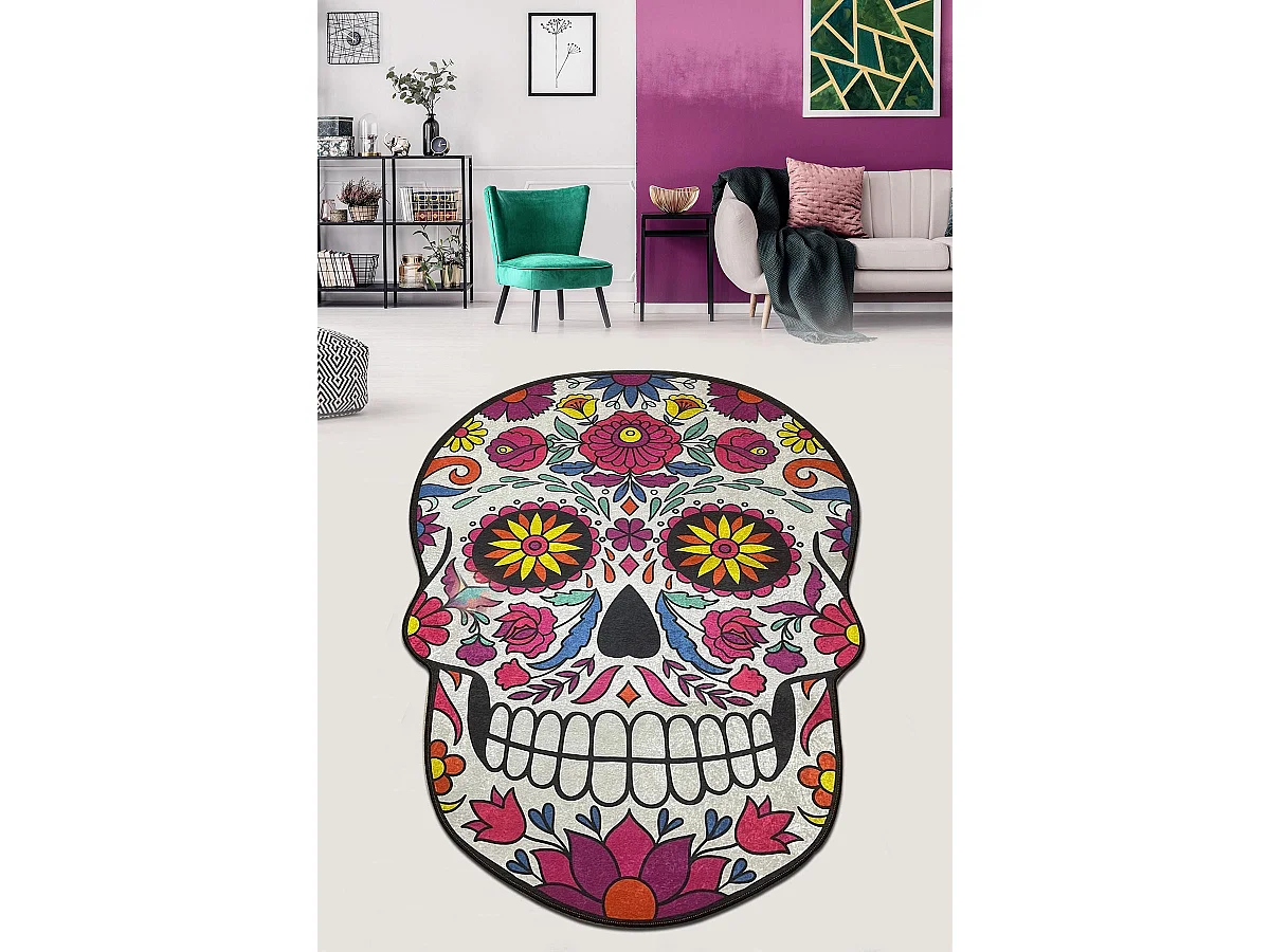 Alfombra de baño Skull Djt (80 x 120) multicolor