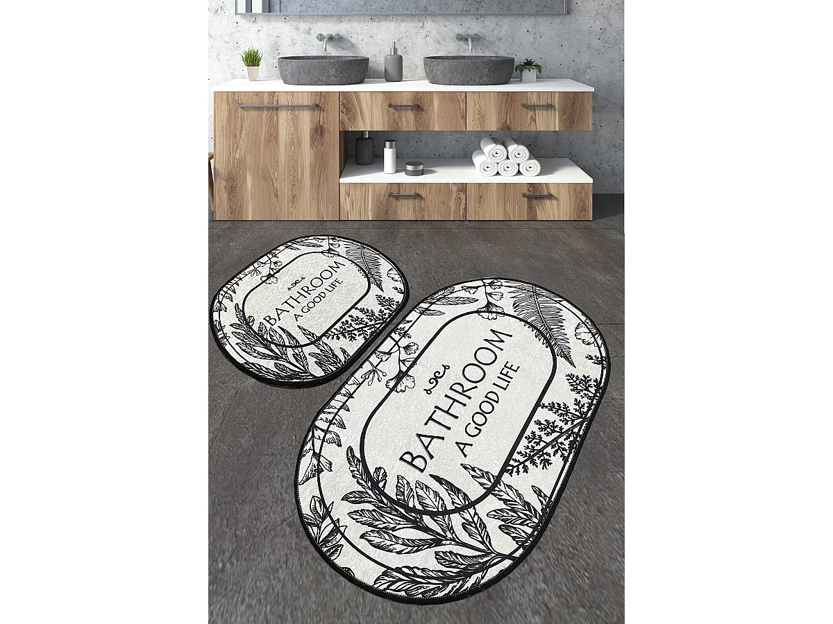 Set Badematten rutschfest 2 Stück aus Polyester Buena