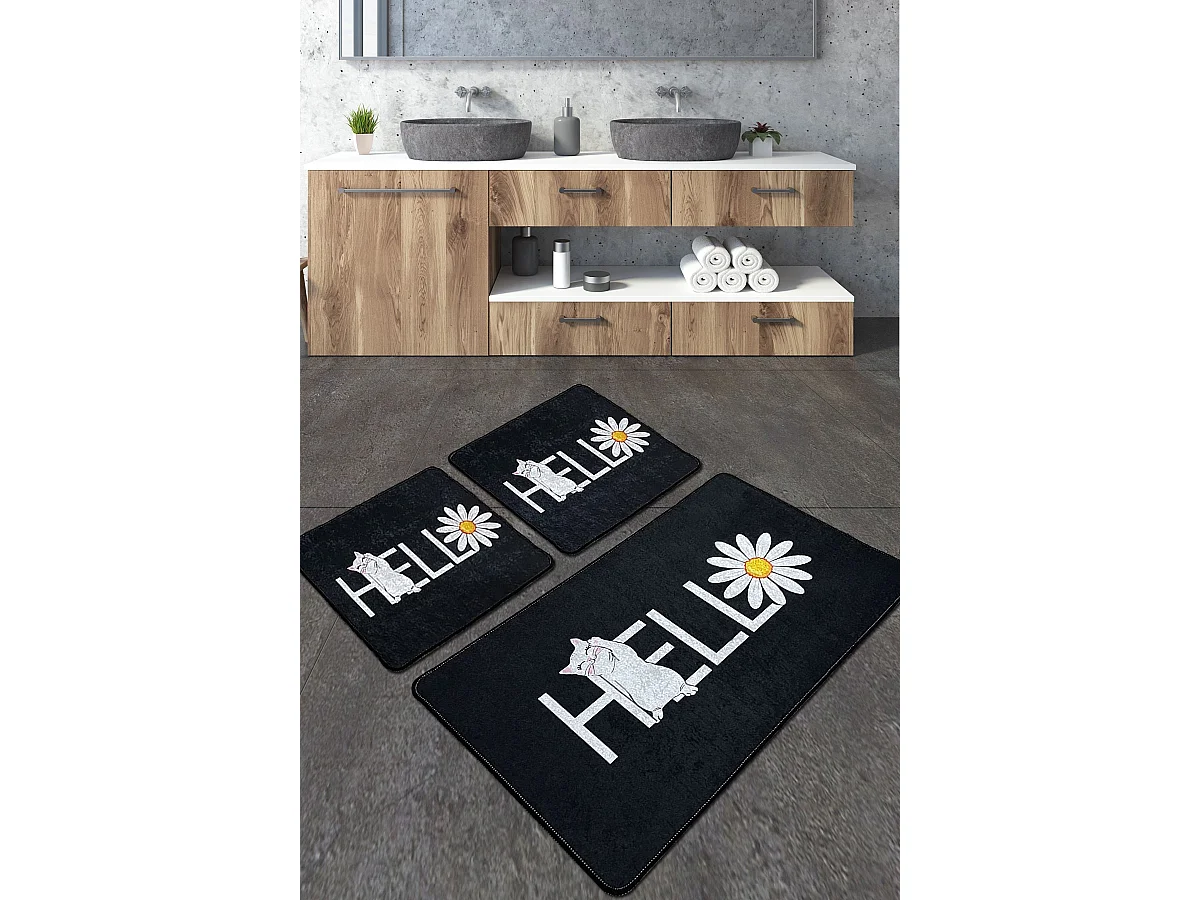 Alfombra de baño Set (3 piezas) Hola Gato Djt multicolor