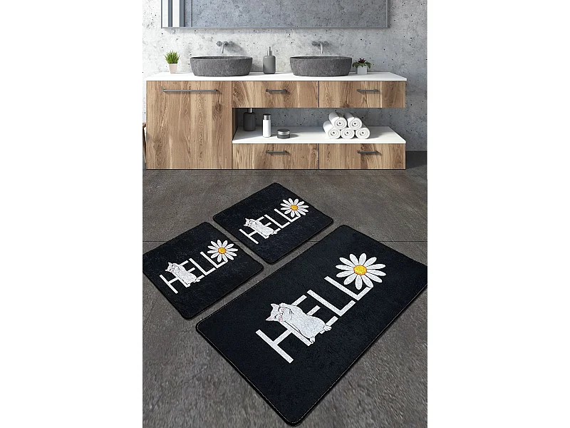 Alfombra de baño Set (3 piezas) Hola Gato Djt multicolor