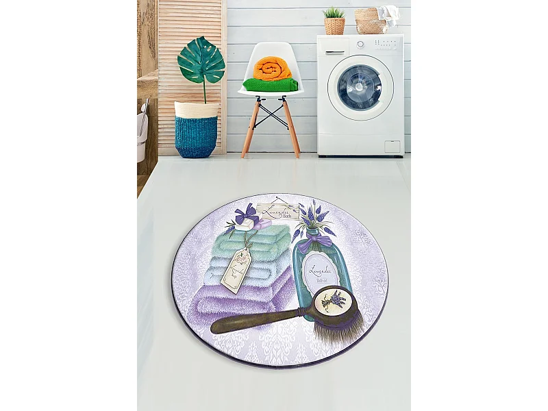Alfombra de baño Lavanta (120) lila blanco menta marrón