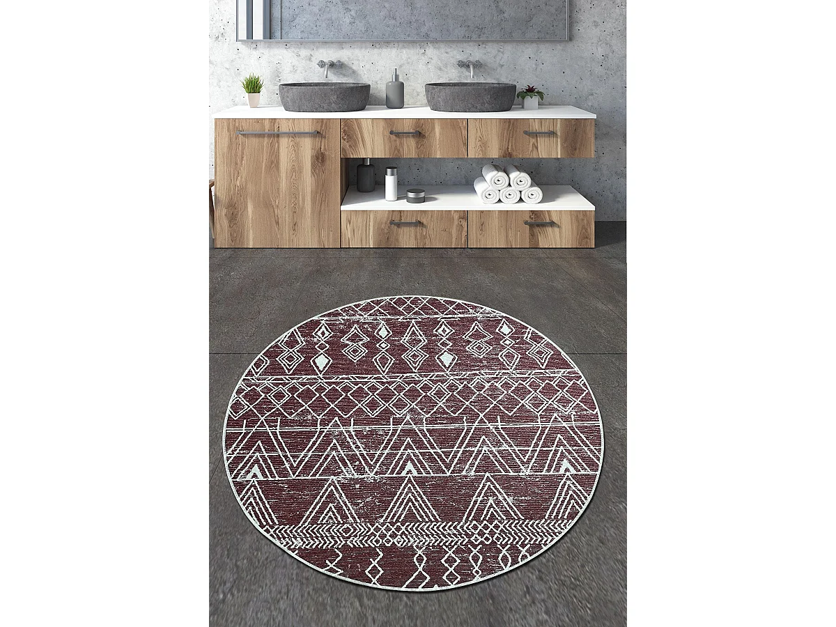 Alfombra de baño Straordinario Djt  burdeos rojo blanco