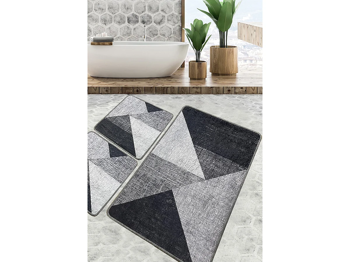 Alfombra de baño Set (3 piezas) Phell v2 gris