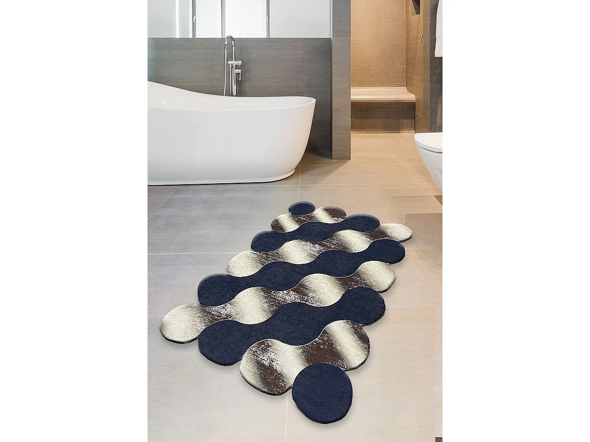 Alfombra de baño Circle  beige oro azul oscuro