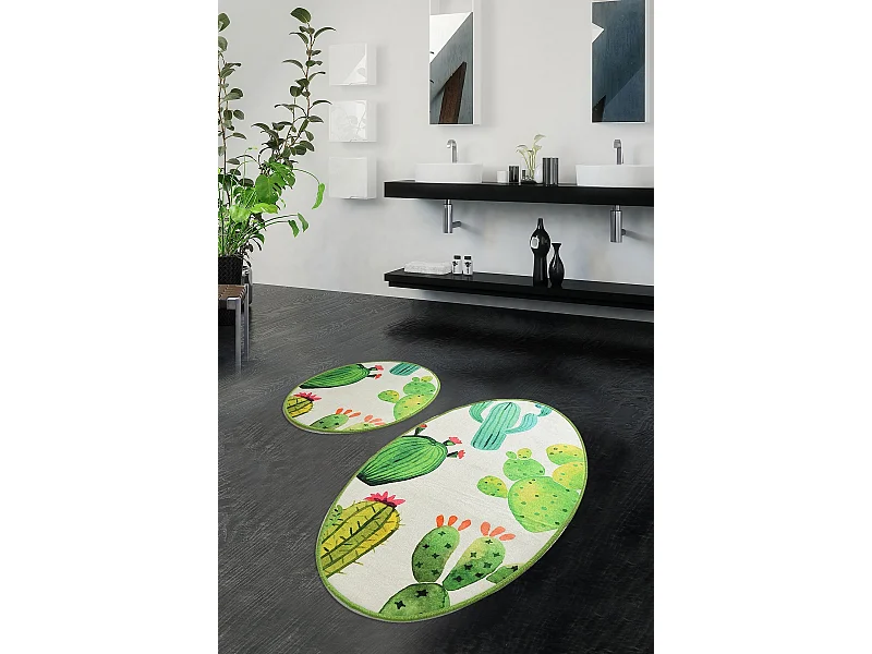 Alfombra de baño Set (2 piezas) Kaktüs DJT multicolor