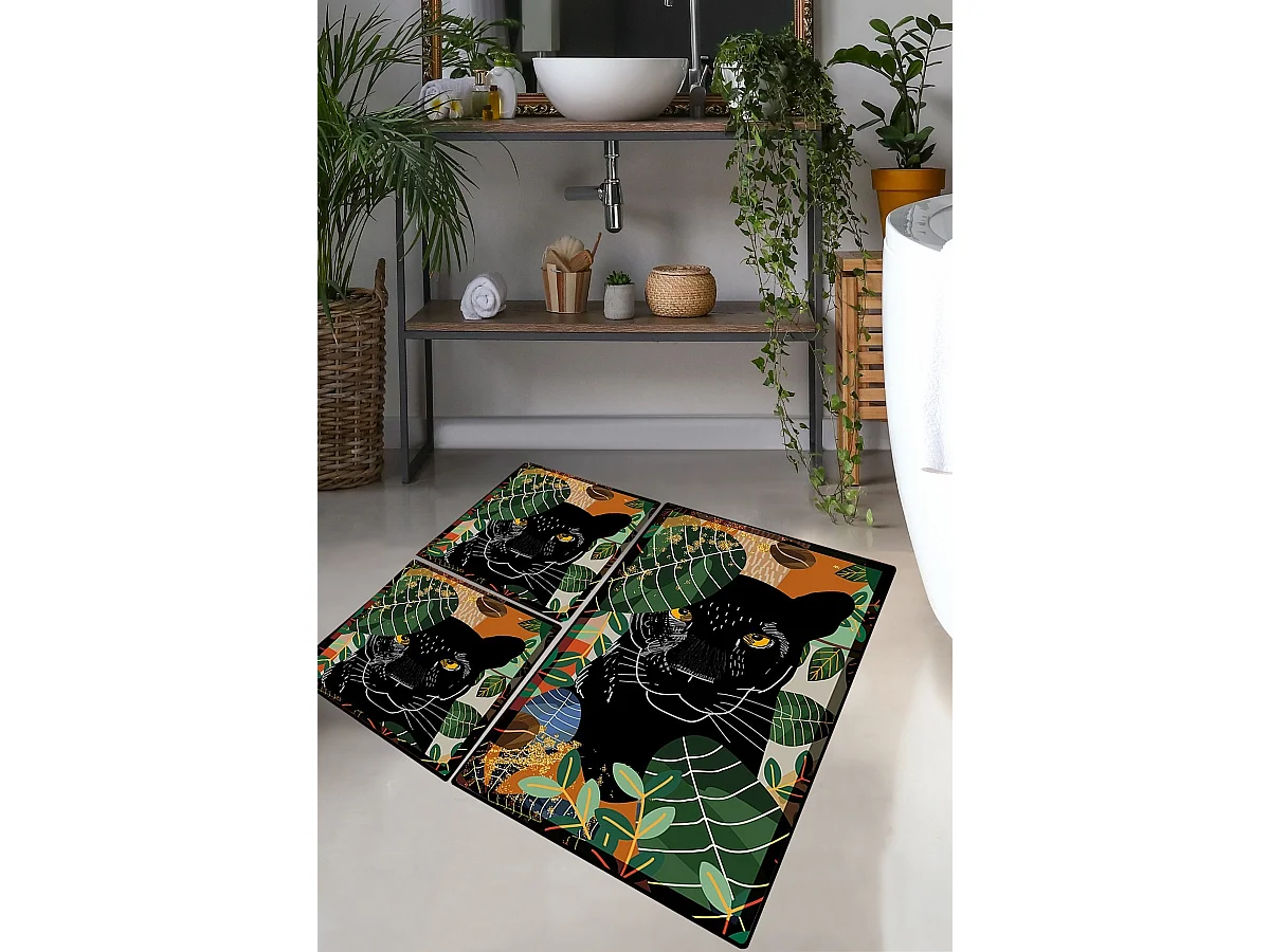 Alfombra de baño Set (3 piezas) Schwarz multicolor