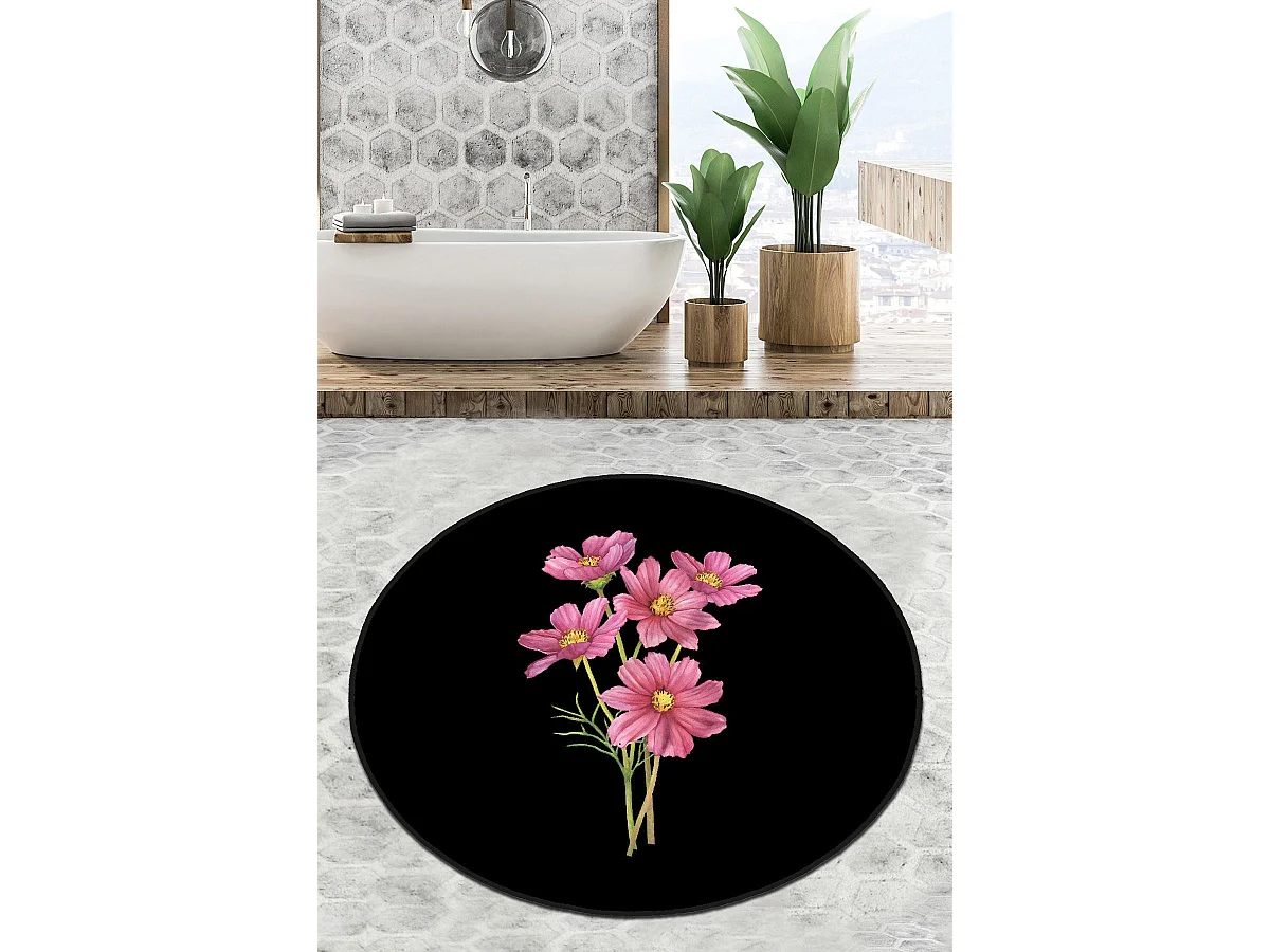 Alfombra de baño Sitivo Djt  verde rosa negro