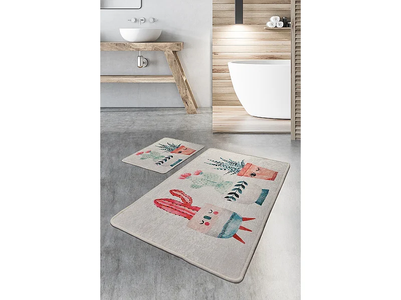 Alfombra de baño Set (2 piezas) Happy Cactus multicolor