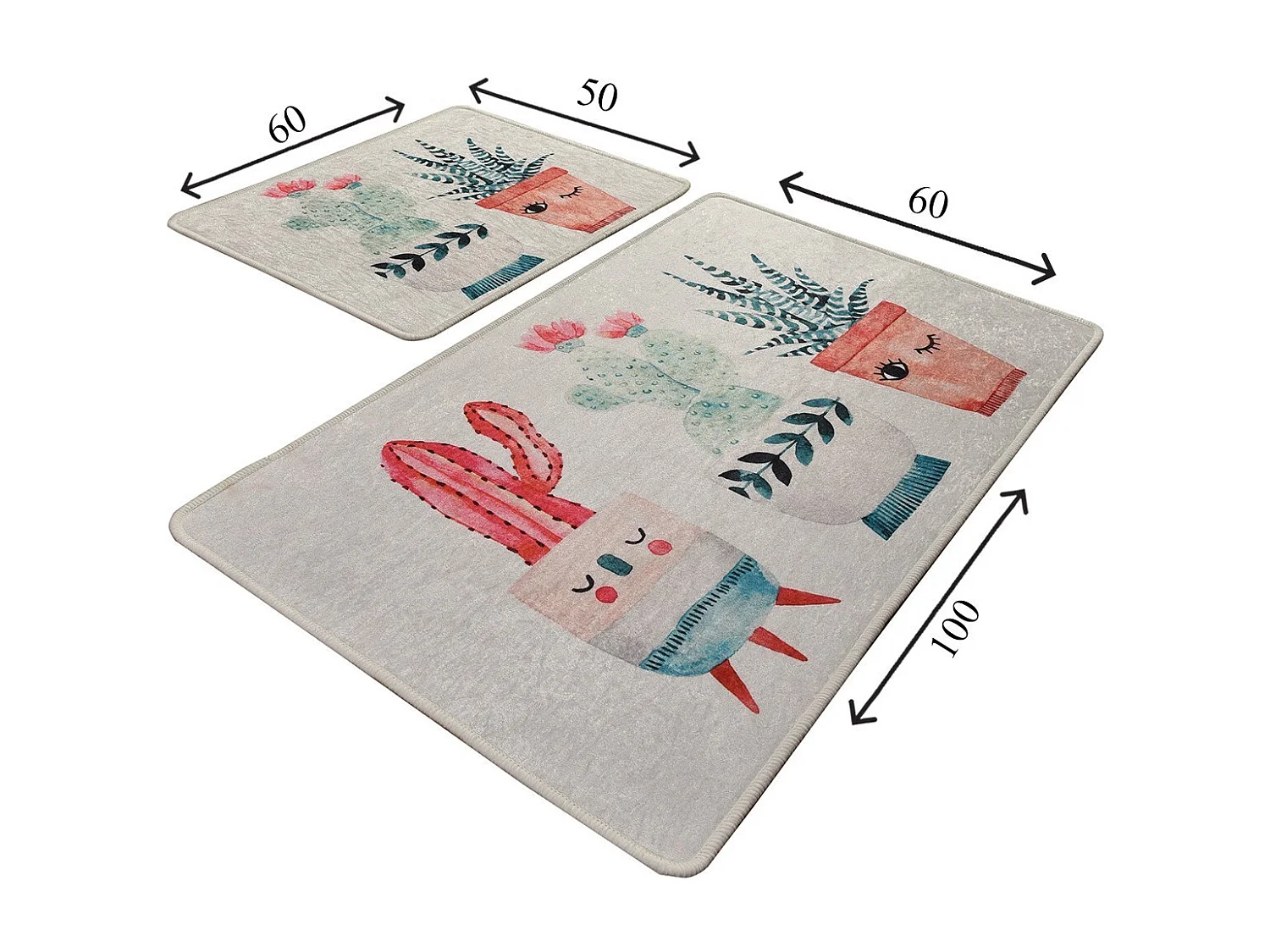 Alfombra de baño Set (2 piezas) Happy Cactus multicolor