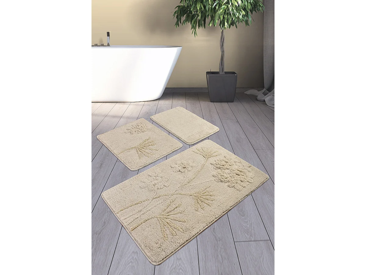 Alfombra de baño Set (3 piezas) Orkide  beige