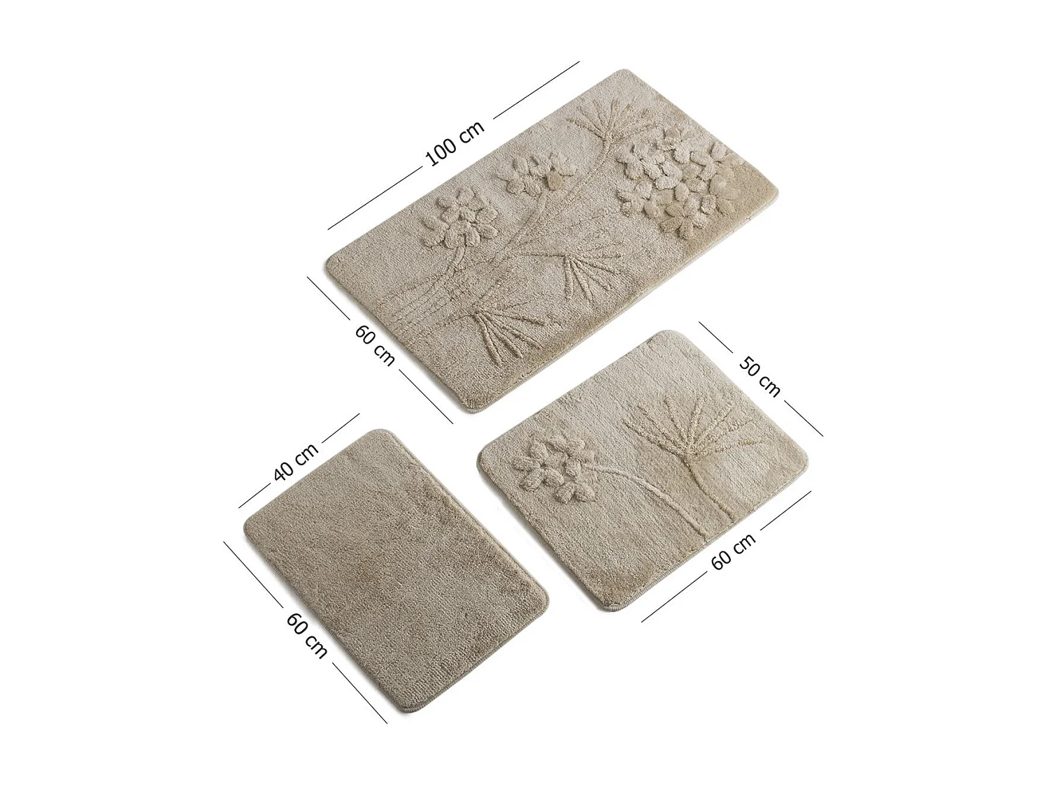Alfombra de baño Set (3 piezas) Orkide  beige