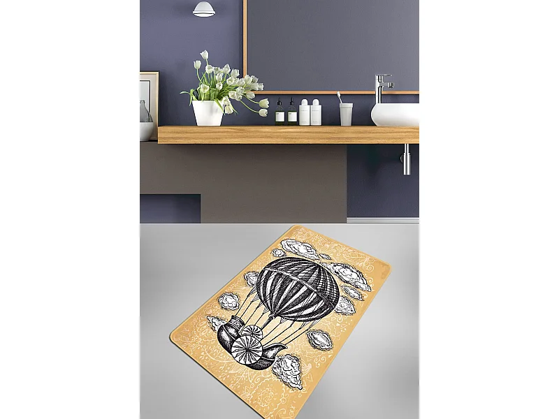 Alfombra de baño Propeller (70 x 120) blanco amarillo