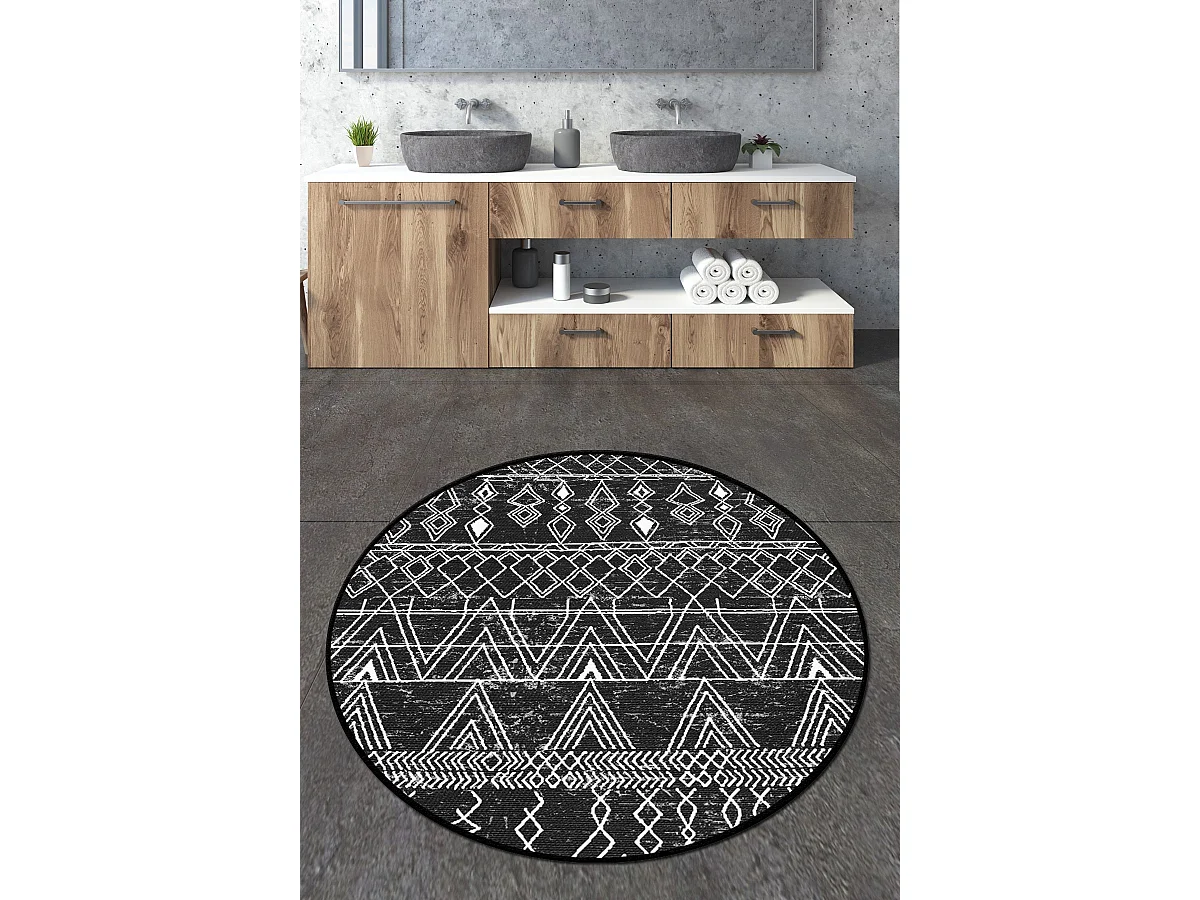 Alfombra de baño Straordinario Black Circle Djt 120 antracita negro blanco