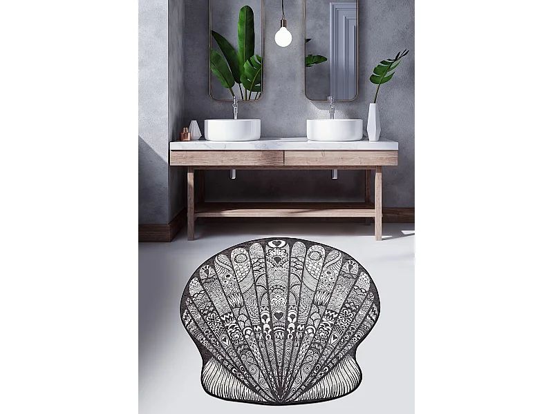 Alfombra de baño Maris 120 blanco negro