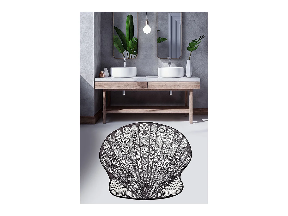 Alfombra de baño Maris 120 blanco negro