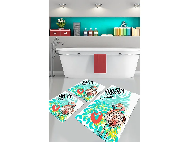Alfombra de baño Set (3 piezas) Happy Flamingo multicolor