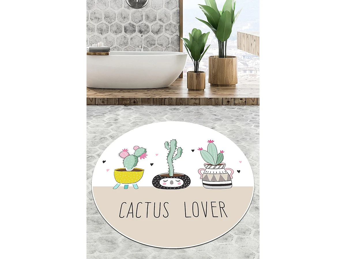Alfombra de baño Pink Cactus Djt (120 cm) multicolor