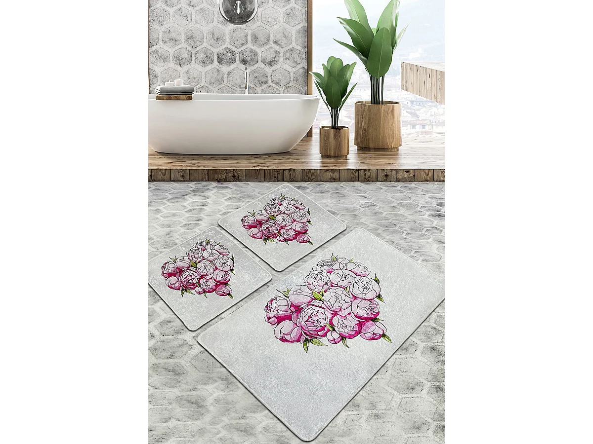 Alfombra de baño Set (3 piezas) Peonia Djt multicolor