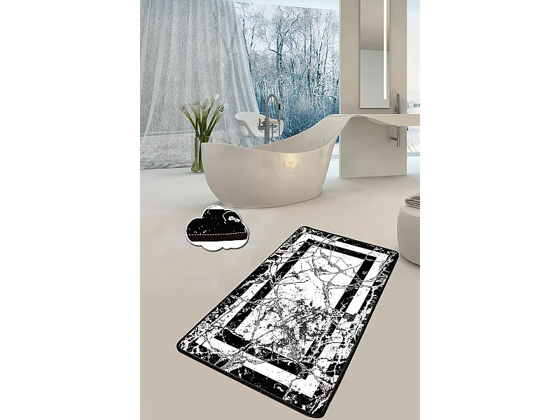 Alfombra de baño Marmor  blanco negro