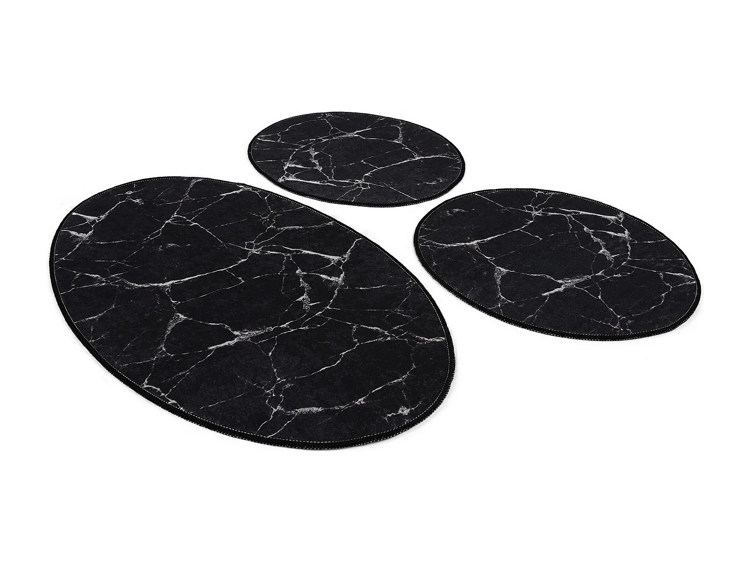 Alfombra de baño Set (3 piezas) Marble  blanco negro