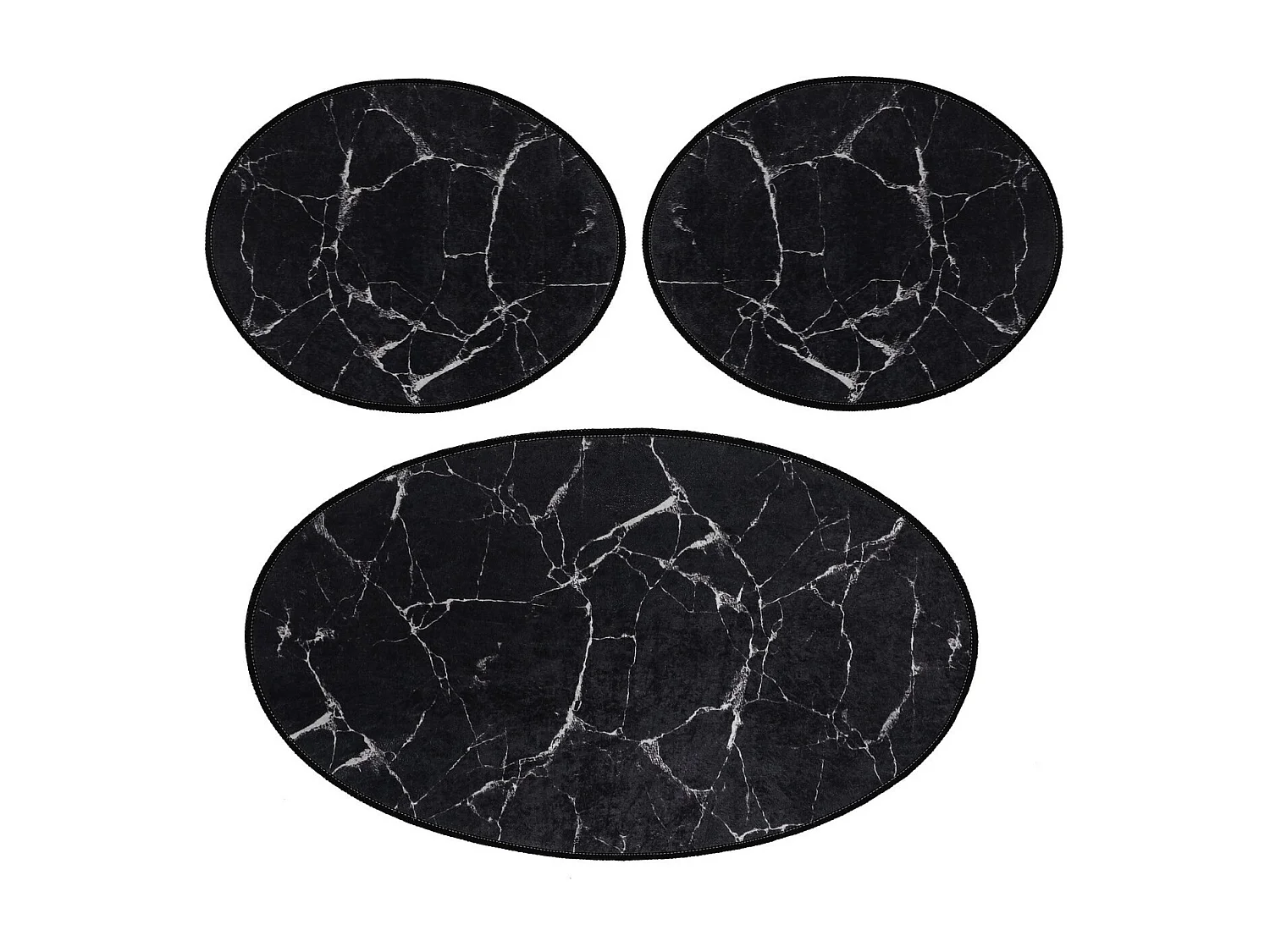Alfombra de baño Set (3 piezas) Marble  blanco negro