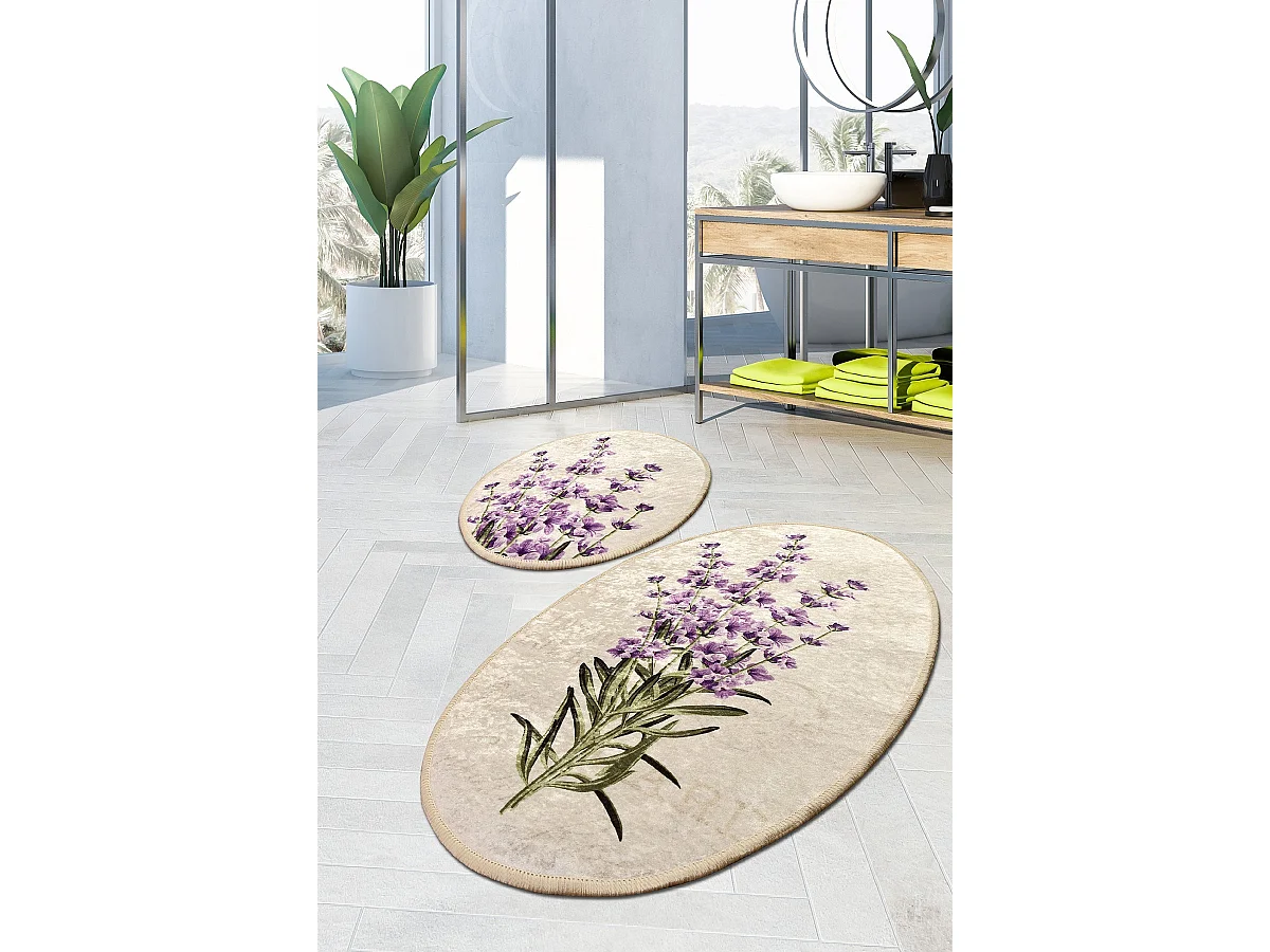 Badezimmerteppich Set 2-teilig rutschfest Lavender
