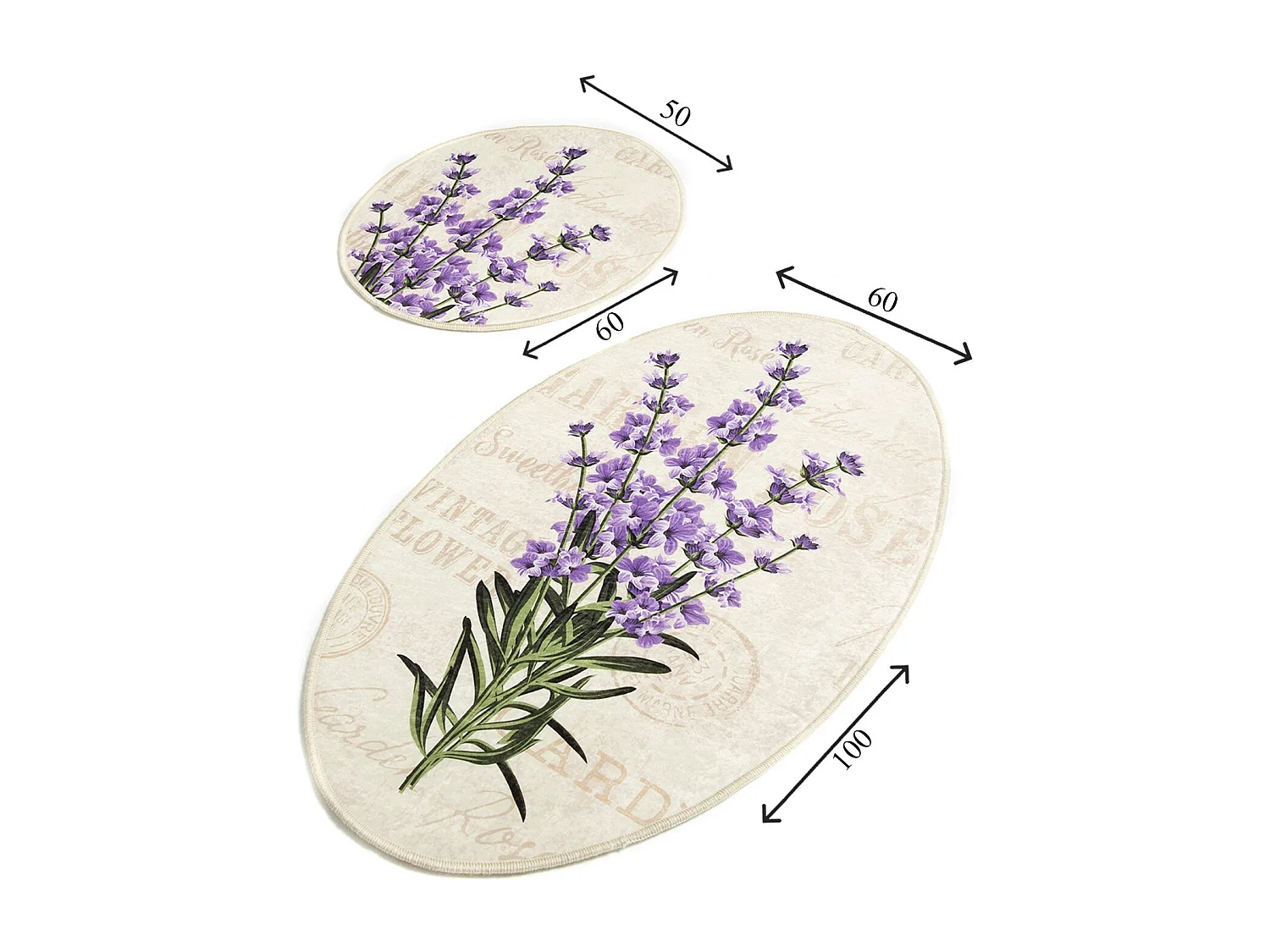 Badezimmerteppich Set 2-teilig rutschfest Lavender