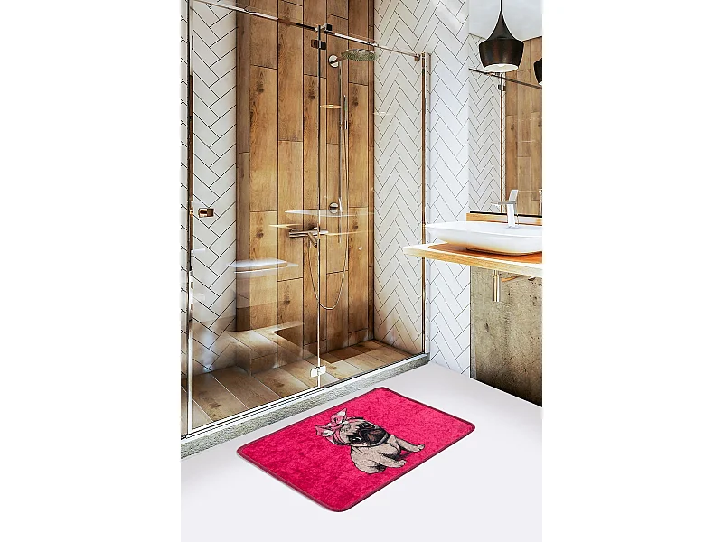 Alfombra de baño Pink Pug DJT multicolor