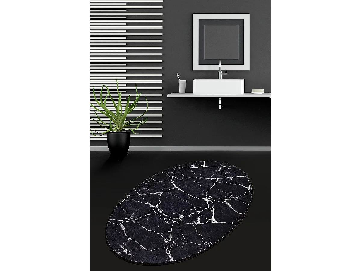 Alfombra de baño Marble DJT  negro azul marino blanco