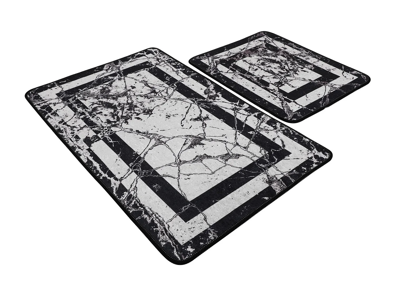 Alfombra de baño Set (2 piezas) Marmor  blanco negro