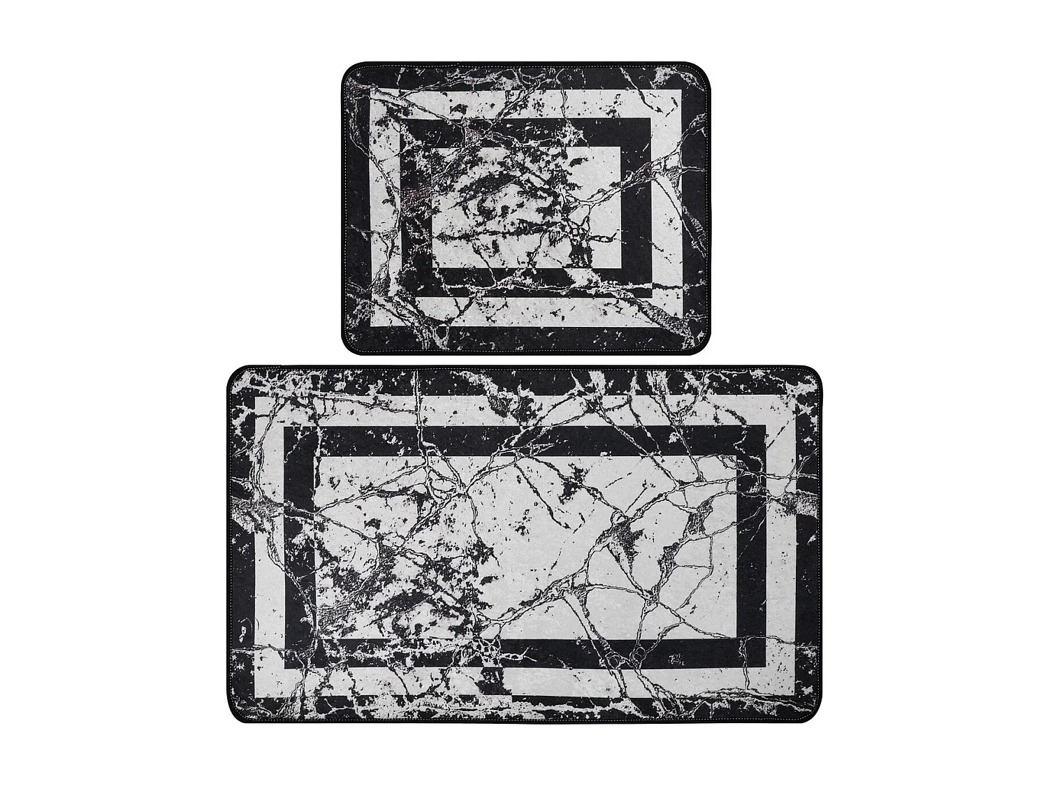 Alfombra de baño Set (2 piezas) Marmor  blanco negro