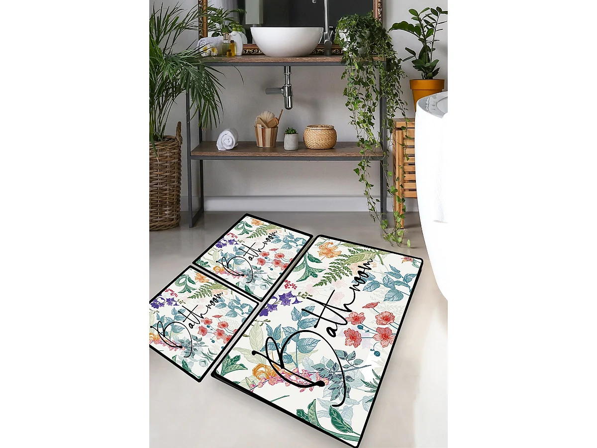 Alfombra de baño Set (3 piezas) Green In Flower multicolor