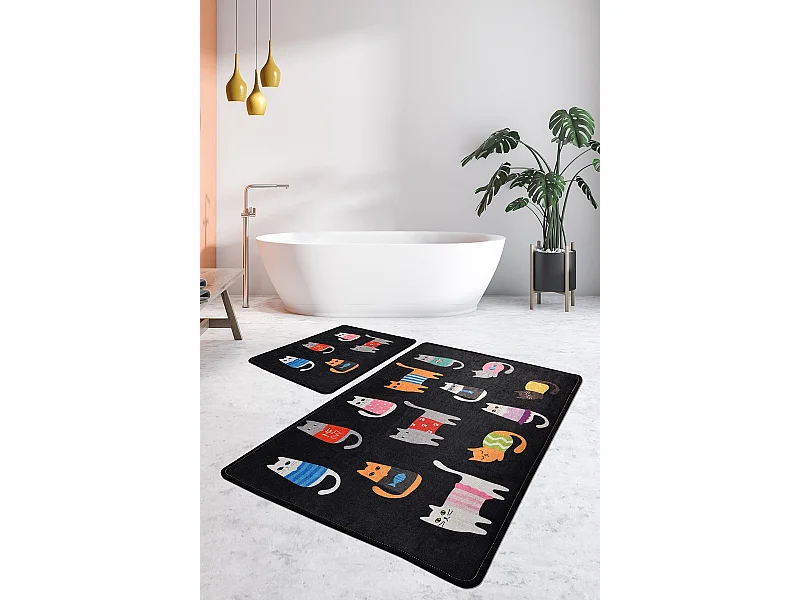 Alfombra de baño Set (2 piezas) Black Cats multicolor