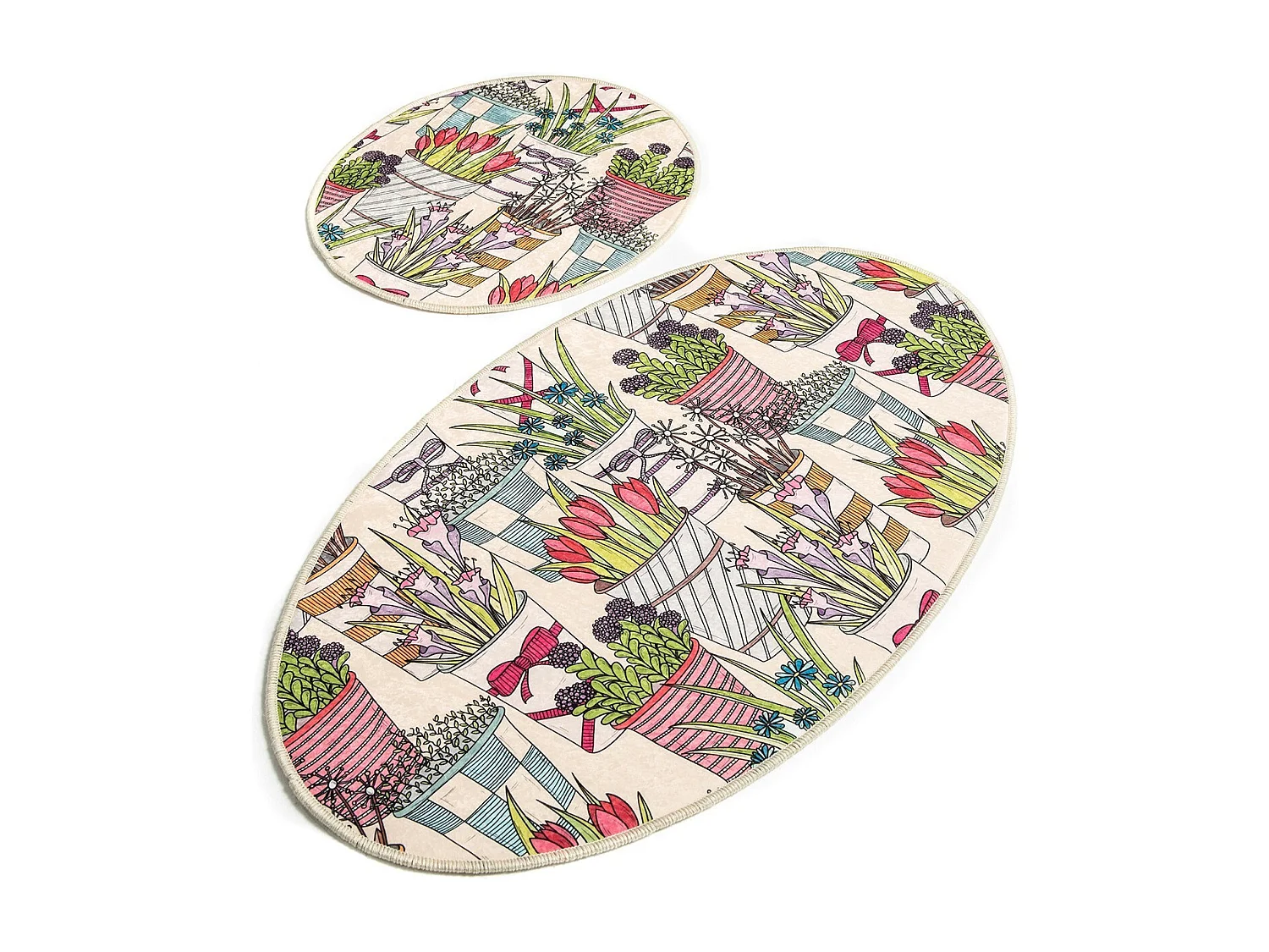 Alfombra de baño Set (2 piezas) Flowerpot DJT multicolor